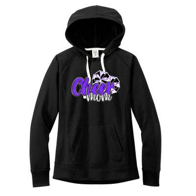 Cheer Mom Top Pom Poms Purple Mascot Colors School Gift Women's Fleece Hoodie