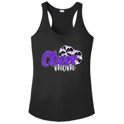 Cheer Mom Top Pom Poms Purple Mascot Colors School Gift Ladies PosiCharge Competitor Racerback Tank