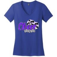 Cheer Mom Top Pom Poms Purple Mascot Colors School Gift Women's V-Neck T-Shirt