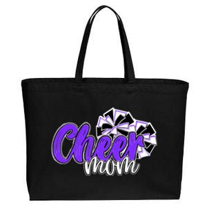 Cheer Mom Top Pom Poms Purple Mascot Colors School Gift Cotton Canvas Jumbo Tote