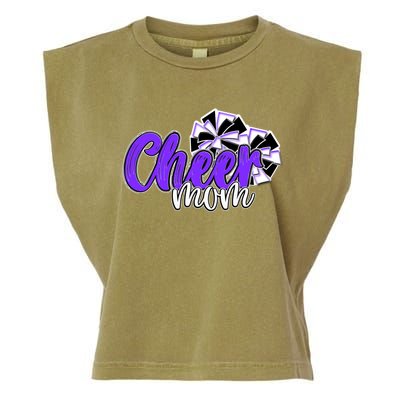 Cheer Mom Top Pom Poms Purple Mascot Colors School Gift Garment-Dyed Women's Muscle Tee