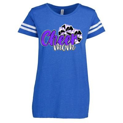 Cheer Mom Top Pom Poms Purple Mascot Colors School Gift Enza Ladies Jersey Football T-Shirt