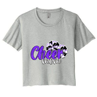 Cheer Mom Top Pom Poms Purple Mascot Colors School Gift Women's Crop Top Tee