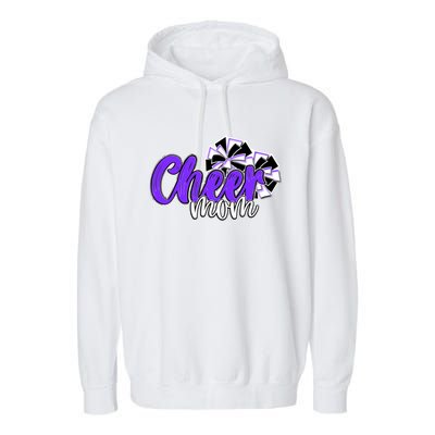 Cheer Mom Top Pom Poms Purple Mascot Colors School Gift Garment-Dyed Fleece Hoodie