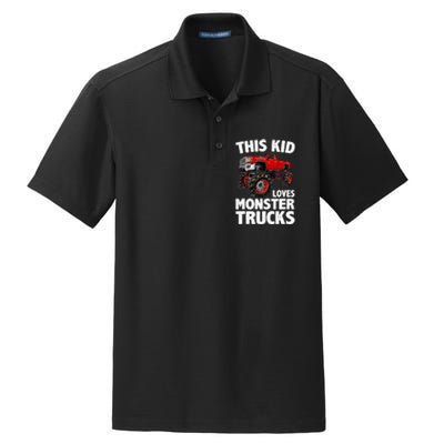 Cute Monster Truck For Boys Girls Monster Truck Lovers Dry Zone Grid Polo