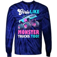 Cute Monster Truck Girl Like Monster Trucks Too Tie-Dye Long Sleeve Shirt