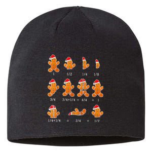 Christmas Math Teacher Fraction Gingerbread Cookie Santa Hat Sustainable Beanie