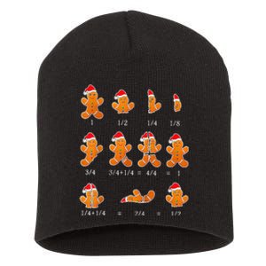 Christmas Math Teacher Fraction Gingerbread Cookie Santa Hat Short Acrylic Beanie