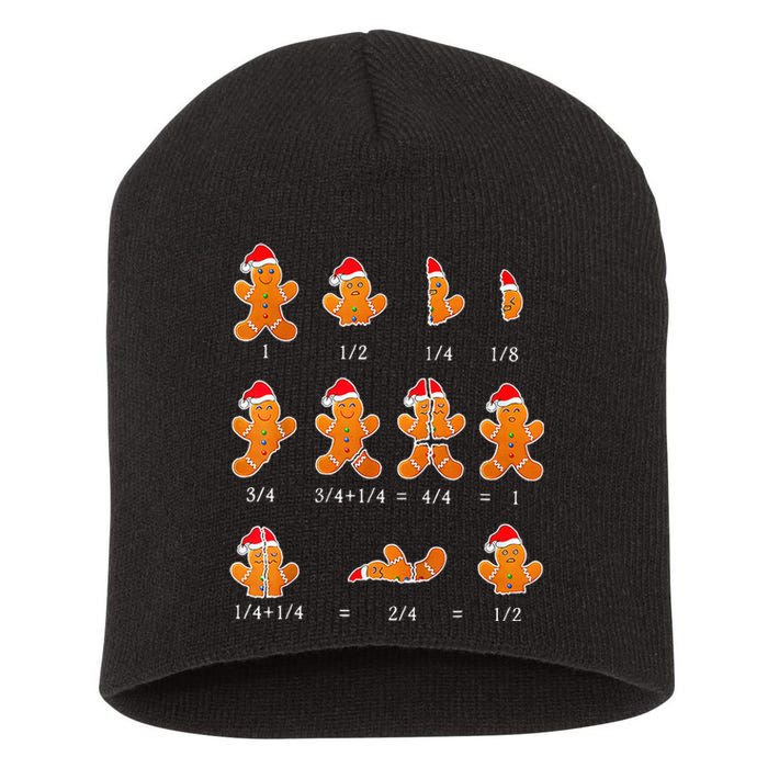 Christmas Math Teacher Fraction Gingerbread Cookie Santa Hat Short Acrylic Beanie