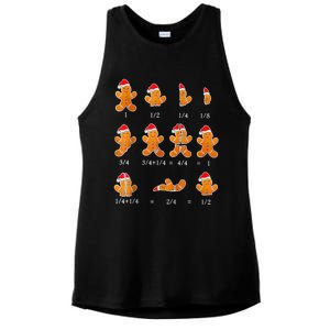 Christmas Math Teacher Fraction Gingerbread Cookie Santa Hat Ladies PosiCharge Tri-Blend Wicking Tank