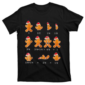 Christmas Math Teacher Fraction Gingerbread Cookie Santa Hat T-Shirt