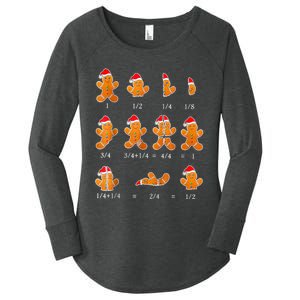 Christmas Math Teacher Fraction Gingerbread Cookie Santa Hat Women's Perfect Tri Tunic Long Sleeve Shirt