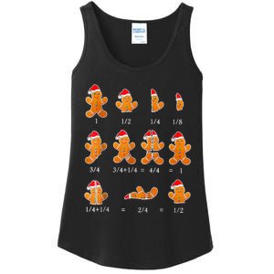 Christmas Math Teacher Fraction Gingerbread Cookie Santa Hat Ladies Essential Tank