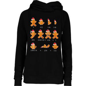 Christmas Math Teacher Fraction Gingerbread Cookie Santa Hat Womens Funnel Neck Pullover Hood