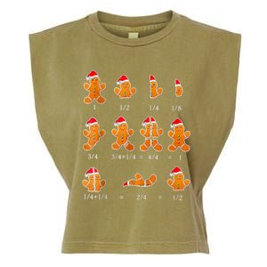 Christmas Math Teacher Fraction Gingerbread Cookie Santa Hat Garment-Dyed Women's Muscle Tee