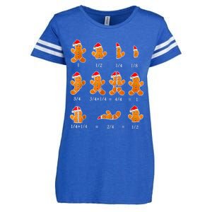 Christmas Math Teacher Fraction Gingerbread Cookie Santa Hat Enza Ladies Jersey Football T-Shirt