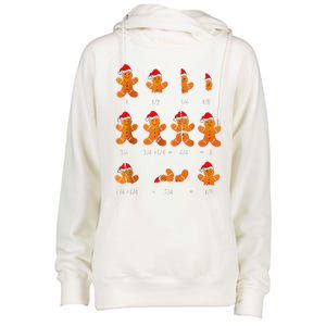 Christmas Math Teacher Equation Gingerbread With Santa Hat Womens Funnel Neck Pullover Hood