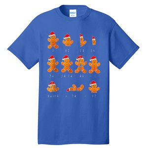 Christmas Math Teacher Equation Gingerbread With Santa Hat Tall T-Shirt