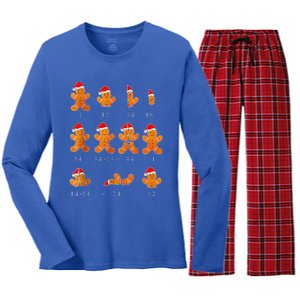 Christmas Math Teacher Equation Gingerbread With Santa Hat Women's Long Sleeve Flannel Pajama Set 