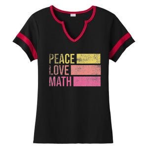 Cute Math Teacher Peace Love Math Ladies Halftime Notch Neck Tee