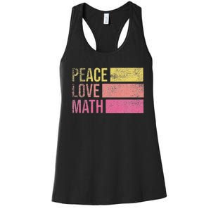 Cute Math Teacher Peace Love Math Women's Racerback Tank