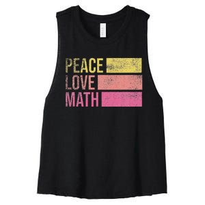 Cute Math Teacher Peace Love Math Women's Racerback Cropped Tank