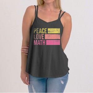 Cute Math Teacher Peace Love Math Women's Strappy Tank