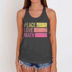 Cute Math Teacher Peace Love Math Women's Knotted Racerback Tank