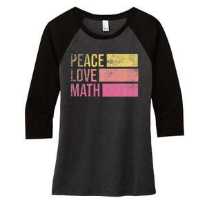 Cute Math Teacher Peace Love Math Women's Tri-Blend 3/4-Sleeve Raglan Shirt