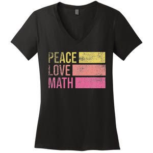 Cute Math Teacher Peace Love Math Women's V-Neck T-Shirt