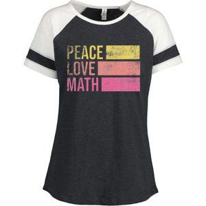 Cute Math Teacher Peace Love Math Enza Ladies Jersey Colorblock Tee