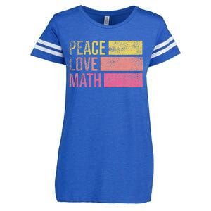 Cute Math Teacher Peace Love Math Enza Ladies Jersey Football T-Shirt