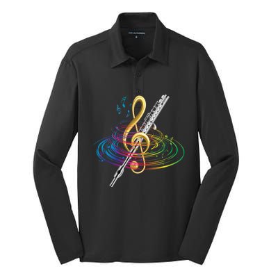 Classical Music Treble Clef Flutist Gift Flute Cute Gift Silk Touch Performance Long Sleeve Polo