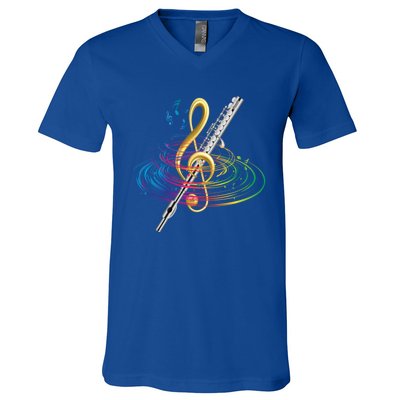 Classical Music Treble Clef Flutist Gift Flute Cute Gift V-Neck T-Shirt