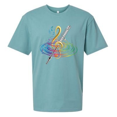 Classical Music Treble Clef Flutist Gift Flute Cute Gift Sueded Cloud Jersey T-Shirt