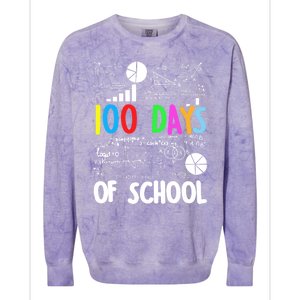 Cute Math Teacher 100 Days Of School Student Maths Class Funny Gift Colorblast Crewneck Sweatshirt