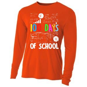 Cute Math Teacher 100 Days Of School Student Maths Class Funny Gift Cooling Performance Long Sleeve Crew