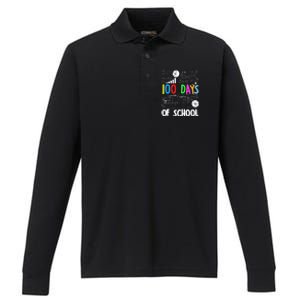 Cute Math Teacher 100 Days Of School Student Maths Class Funny Gift Performance Long Sleeve Polo