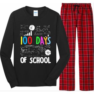 Cute Math Teacher 100 Days Of School Student Maths Class Funny Gift Long Sleeve Pajama Set