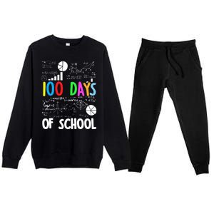 Cute Math Teacher 100 Days Of School Student Maths Class Funny Gift Premium Crewneck Sweatsuit Set