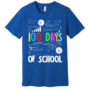 Cute Math Teacher 100 Days Of School Student Maths Class Funny Gift Premium T-Shirt