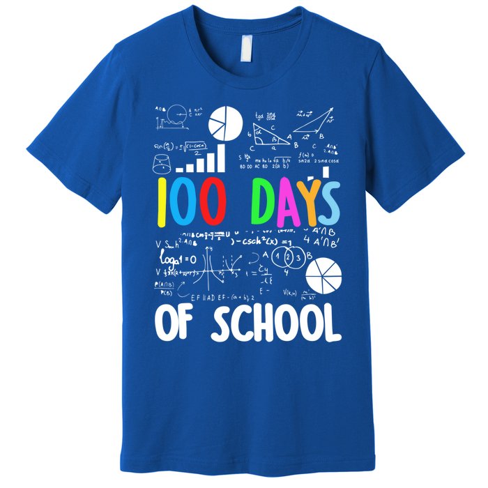 Cute Math Teacher 100 Days Of School Student Maths Class Funny Gift Premium T-Shirt