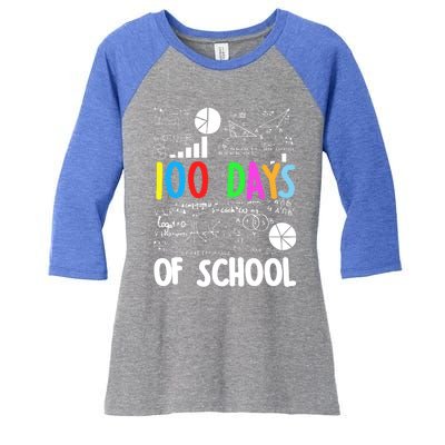 Cute Math Teacher 100 Days Of School Student Maths Class Funny Gift Women's Tri-Blend 3/4-Sleeve Raglan Shirt