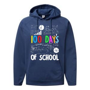 Cute Math Teacher 100 Days Of School Student Maths Class Funny Gift Performance Fleece Hoodie