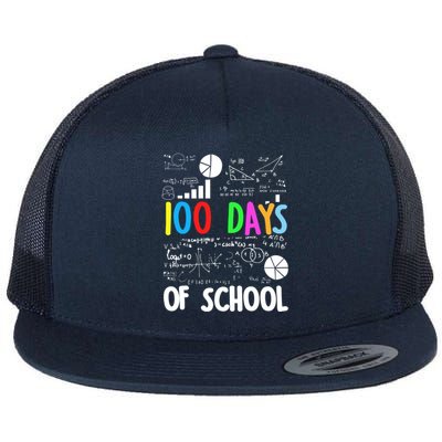 Cute Math Teacher 100 Days Of School Student Maths Class Funny Gift Flat Bill Trucker Hat