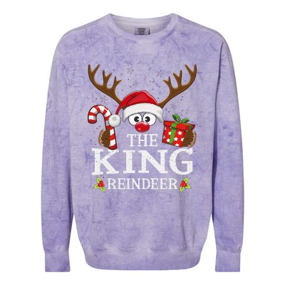 Christmas Matching The King Reindeer Family Colorblast Crewneck Sweatshirt