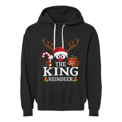 Christmas Matching The King Reindeer Family Garment-Dyed Fleece Hoodie