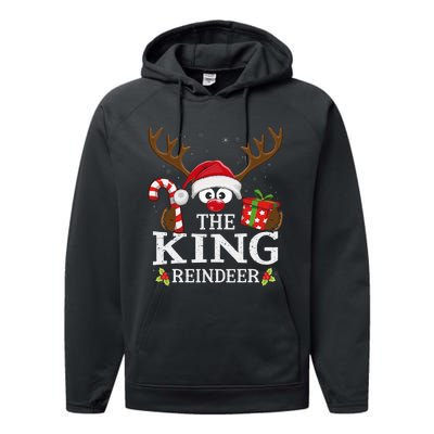 Christmas Matching The King Reindeer Family Performance Fleece Hoodie