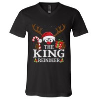 Christmas Matching The King Reindeer Family V-Neck T-Shirt