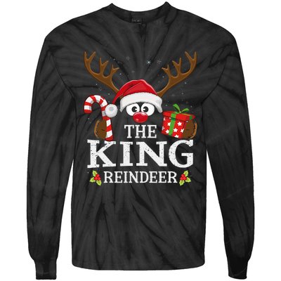 Christmas Matching The King Reindeer Family Tie-Dye Long Sleeve Shirt